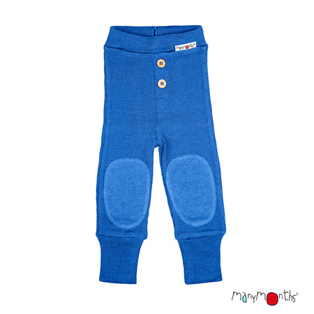 ManyMonths Spodnie z wełny merynosów Baby Joggers z Łatami na Kolanach Classic Blue