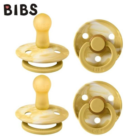 BIBS 2-PACK TIE DIY MUSTARD IVORY Smoczek Uspokajający kauczuk Hevea 