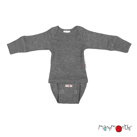 ManyMonths Body/Koszulka z długim rękawem z wełny merynosów Elephant Grey