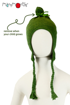 ManyMonths Czapka Earflap Beanie z wełny merynosów Forest Floor Green