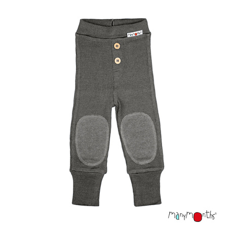 ManyMonths Spodnie z wełny merynosów Baby Joggers z Łatami na Kolanach Elephant Grey