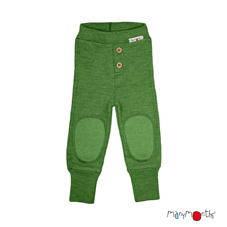 ManyMonths Spodnie z wełny merynosów Baby Joggers z Łatami na Kolanach Forest Floor Green